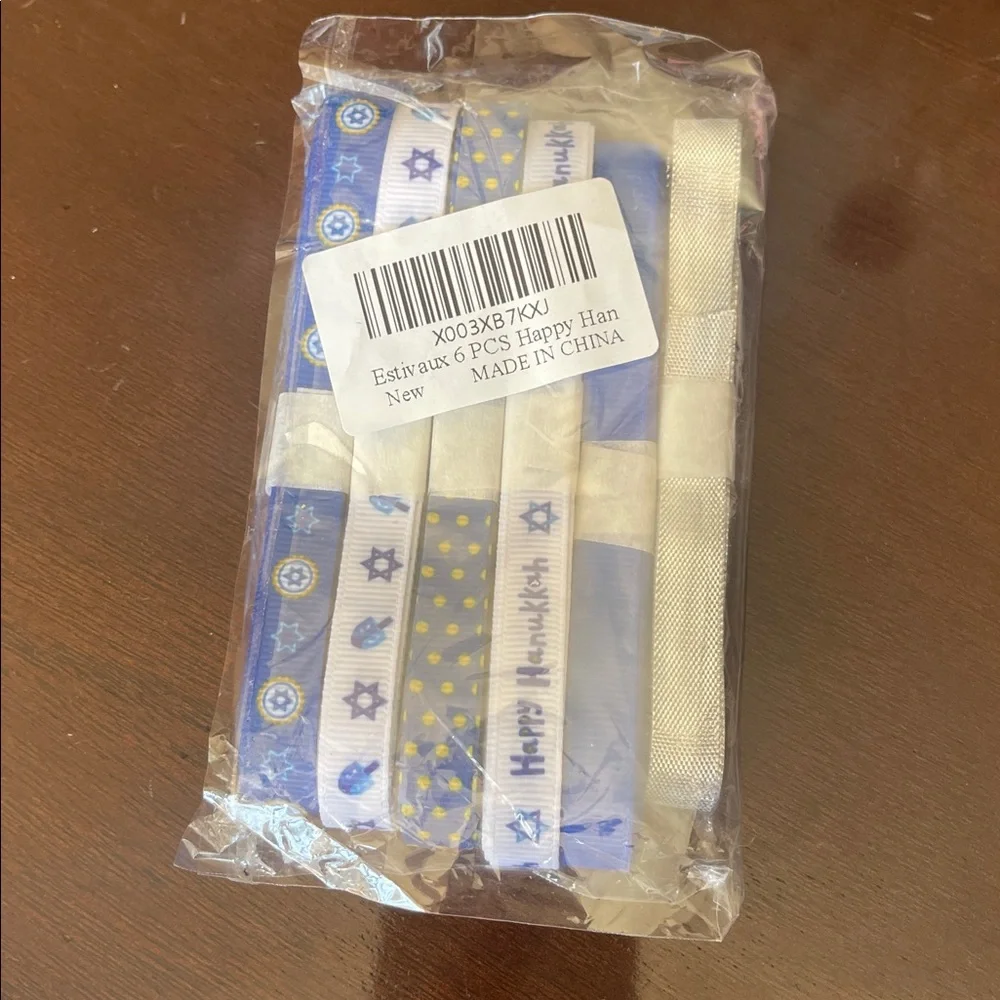 Hanukkah Ribbon Pack - Blue & White Holiday Grosgrain Ribbons